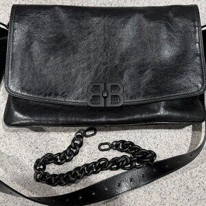 Balenciaga BB Soft Flap Medium Leather Shoulder Bag